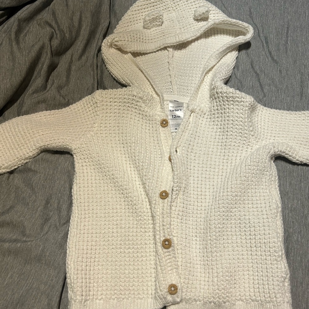 SOLD!! Carter's Cream Knit Hooded Cardigan